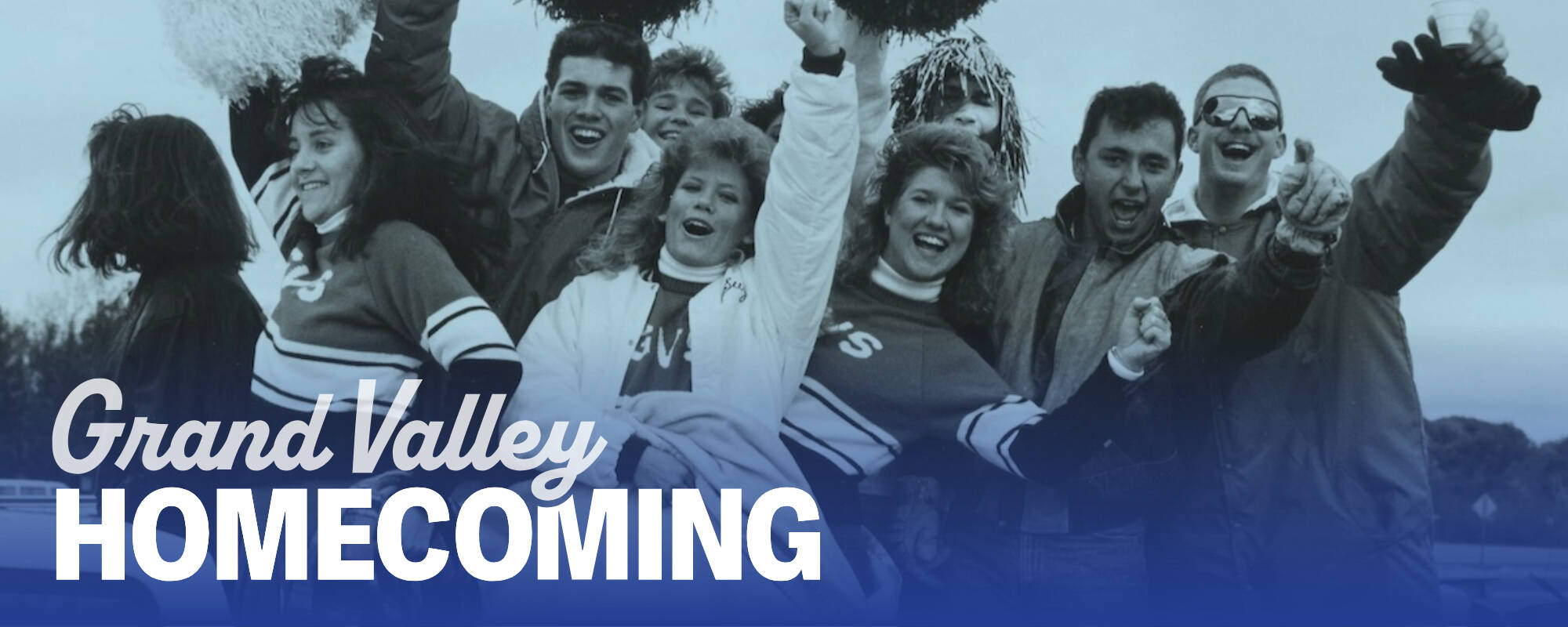 Nostalgic photo of students cheering Homecoming